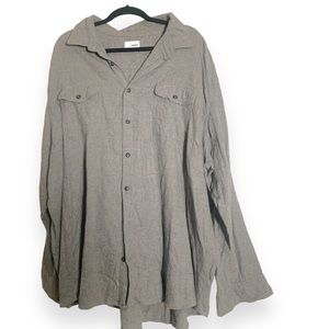 Sonoma Big and Tall Men’s Super Soft Gray Long Sleeve Button Up Shirt in 4XB